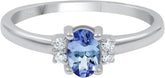 0.44 Cts Natural Tanzanite Ring 0.06 Cts Diamond Ring, Blue Stone Sterling Silver December Birthstone Ring Jewelry Gift For Women Mom Wife Girlfriend Sister